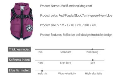 Large Pet Dog Jacket With Harness