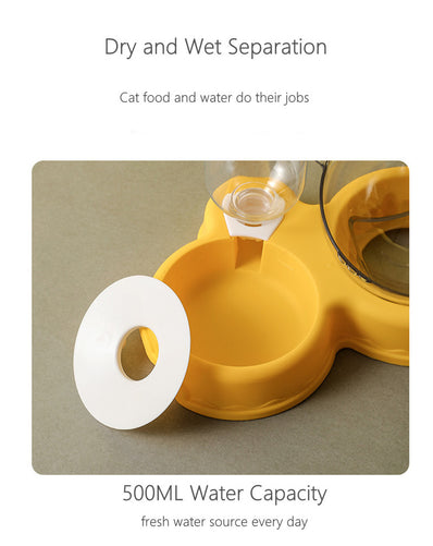 Pets Food Bowl With Water Fountain